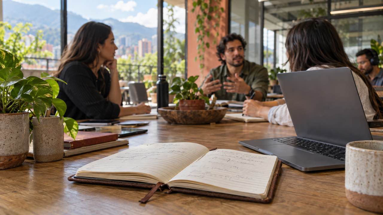 Acuerdos, responsables y fechas anotados al cierre de una reunión